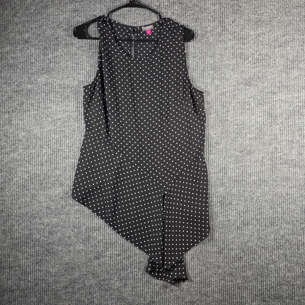 Vince Camuto Polka‎ Dot Blouse Large Sleeveless Asymmetrical Hem